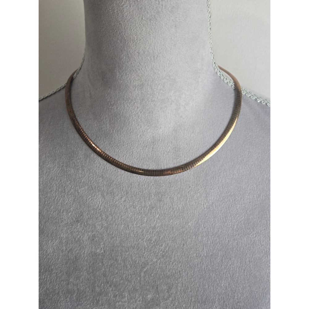 925 Sterling Silver Peru 1/12 10K Two Tone Gold Omega Chain Necklace 16 Inch 4mm